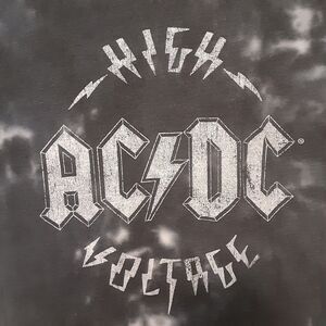 ACDC High Voltage Mens Size S Black White Tie Dye T-Shirt Cotton Short Sleeve